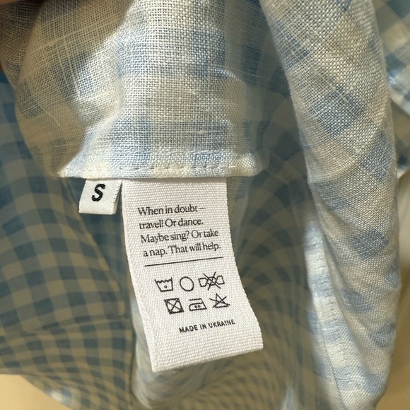 Blue gingham Sleeper Atlanta Linen Dress Size small - Picture 5 of 7